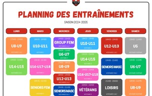 Planning entraînements