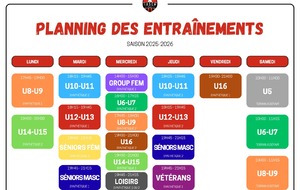 Planning entraînements