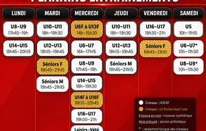 Planning entraînements 2026-2027